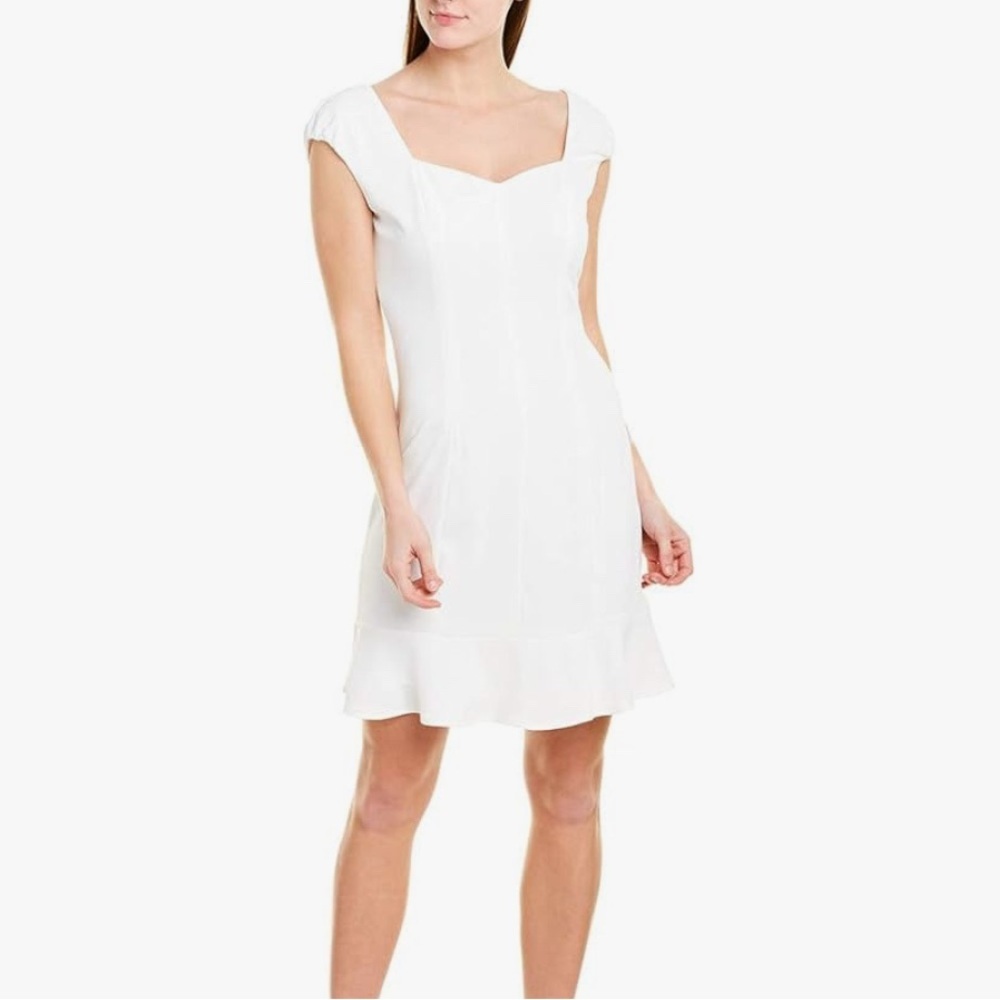CeCe White Flutter Sleeve Sweetheart Mini‎ Dress 4